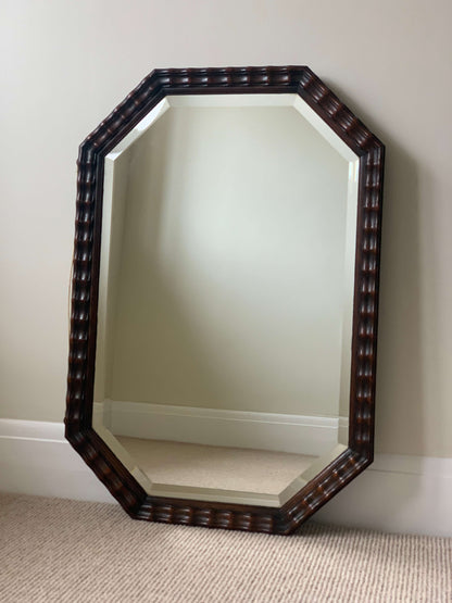 Antique Gillows octagonal mirror with scalloped frame