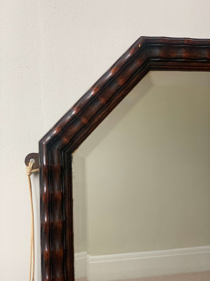 Antique Gillows octagonal mirror with scalloped frame