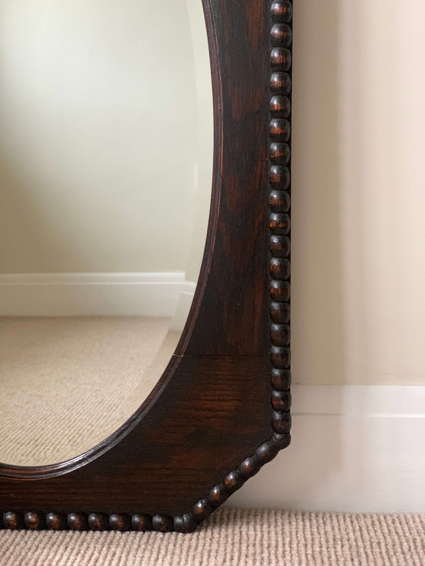 Antique oak octangular bobbin mirror