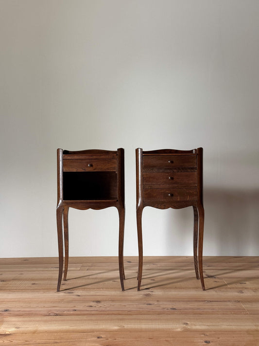 Pair of petite French vintage bedside tables