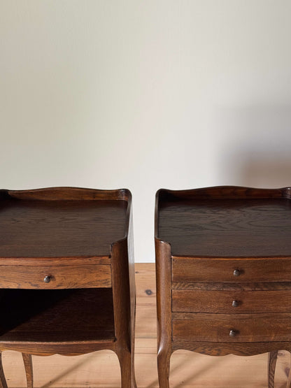 Pair of petite French vintage bedside tables