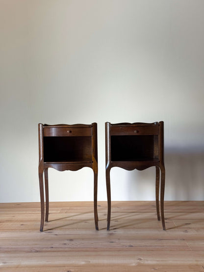 Pair of vintage bedside tables with single drawer
