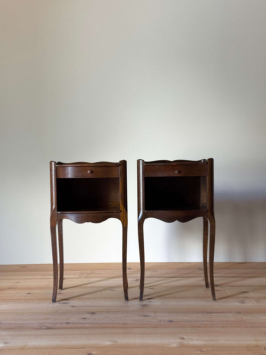 Pair of vintage bedside tables with single drawer