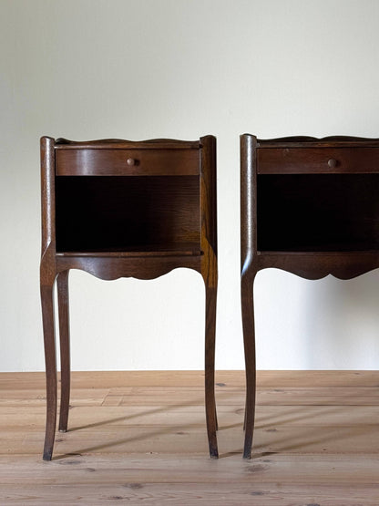 Pair of vintage bedside tables with single drawer