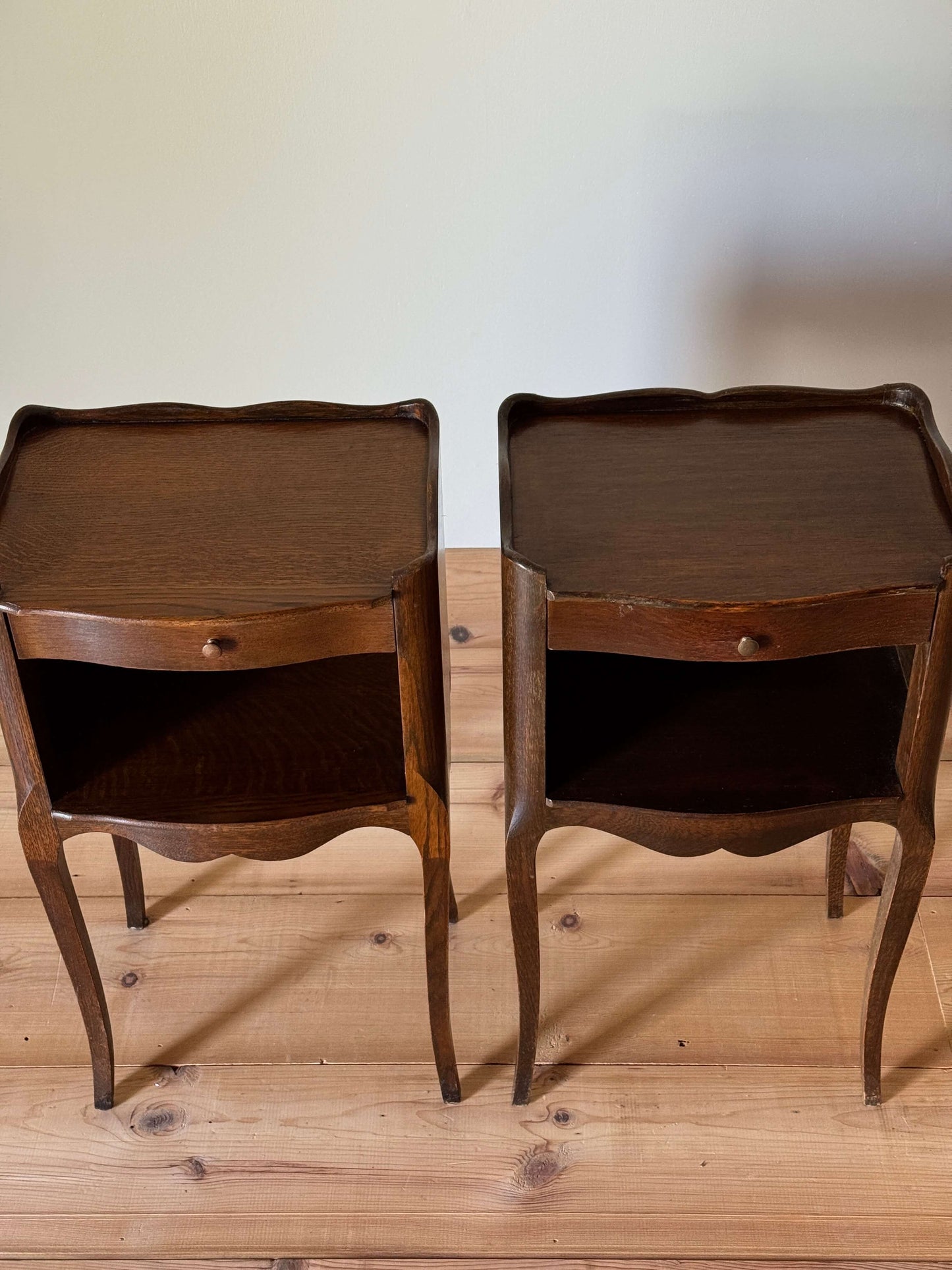Pair of vintage bedside tables with single drawer