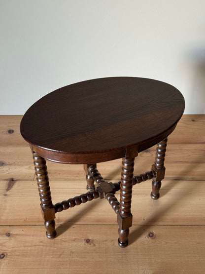 French vintage oval bobbin table