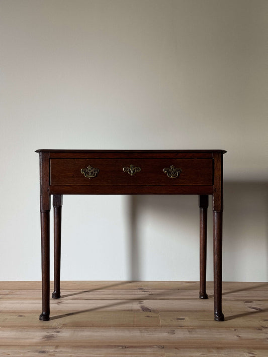 Antique oak lowboy side table with drawer