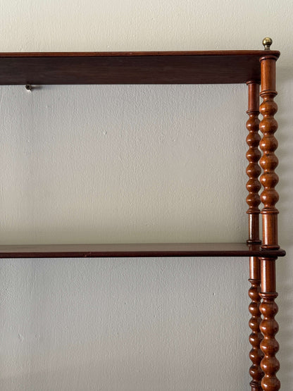 French antique mahogany bobbin shelf