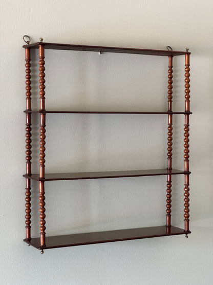 French antique mahogany bobbin shelf