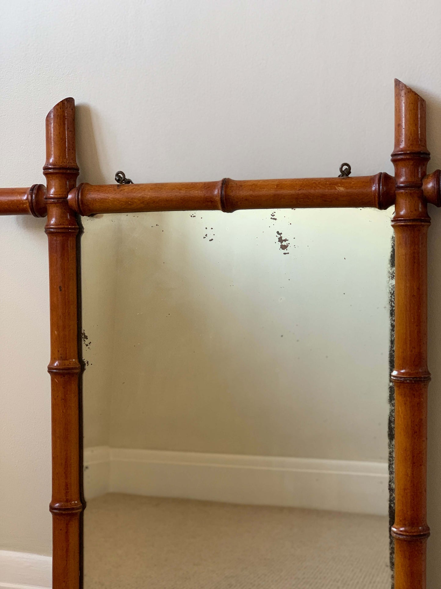 French antique faux bamboo mirror