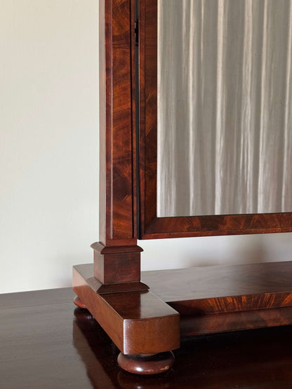 Large Victorian flame mahogany dressing mirror