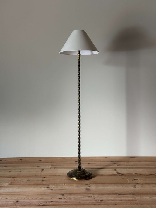Mid-century brass twisted floor lamp