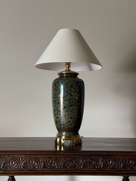 Large mid-century iridescent table lamp