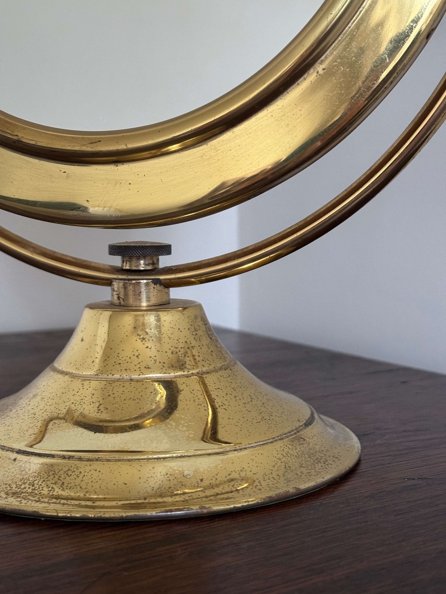 Vintage brass-plated tabletop mirror