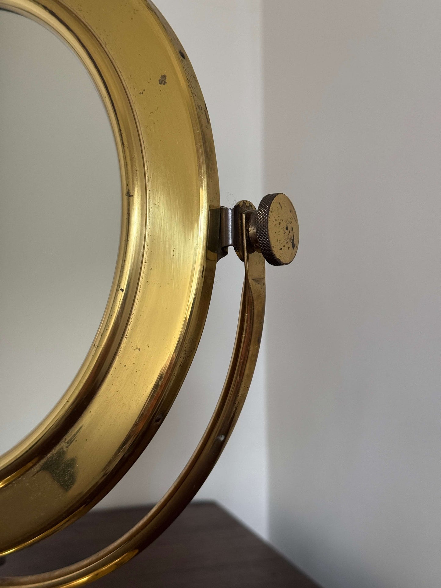 Vintage brass-plated tabletop mirror