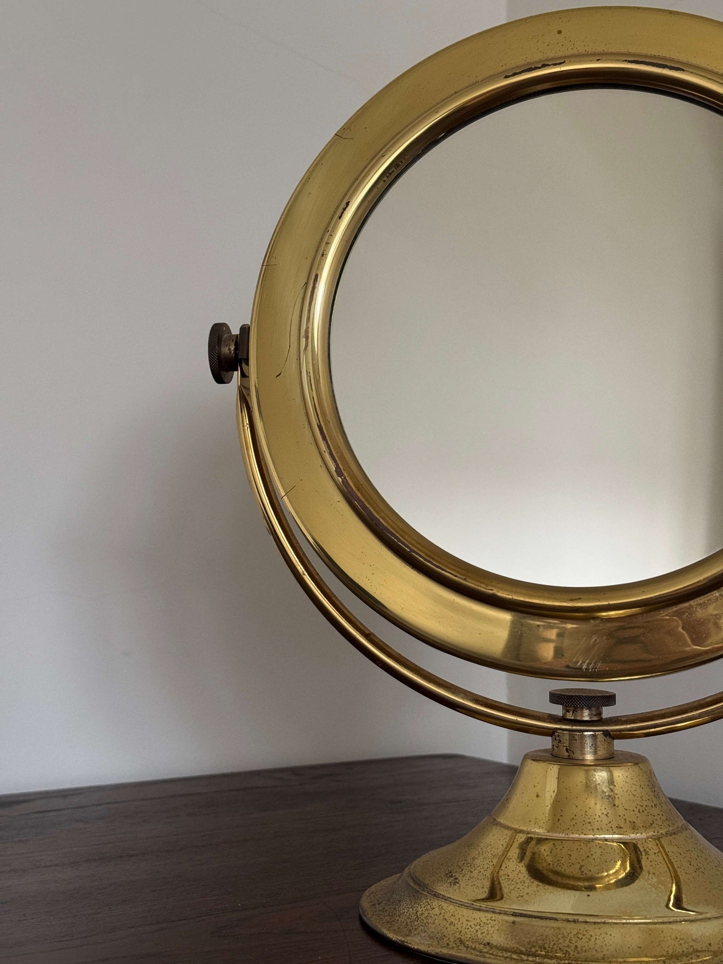 Vintage brass-plated tabletop mirror