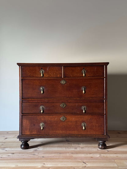 Georgian chest of drawers on bun feet