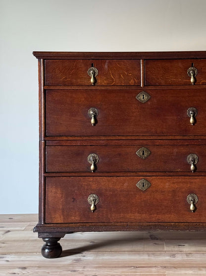 Georgian chest of drawers on bun feet