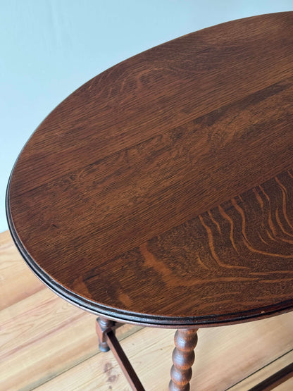 French vintage oval bobbin table