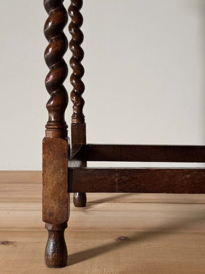 Vintage barley twist side table with scalloped top