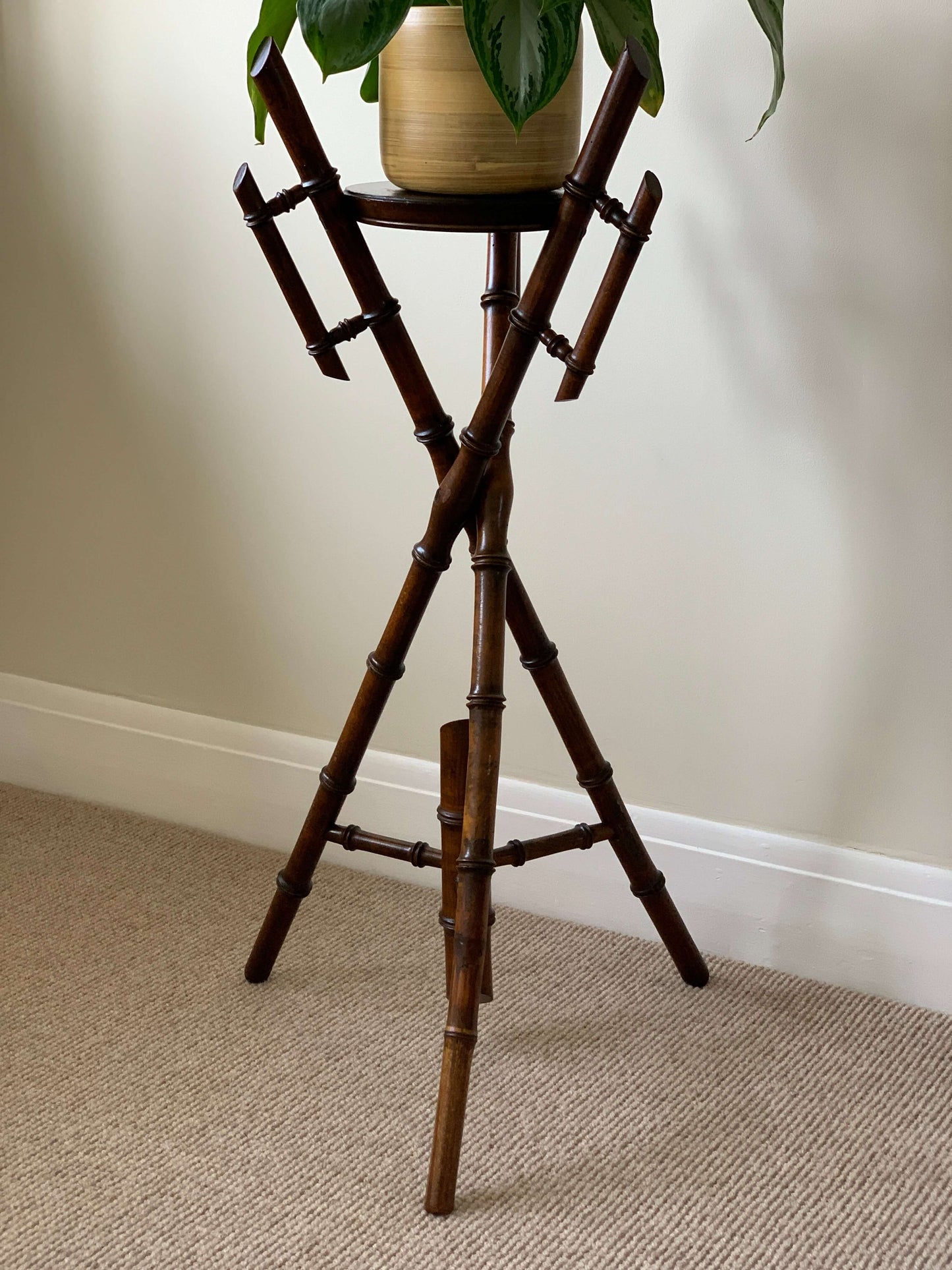 French antique faux bamboo plant stand