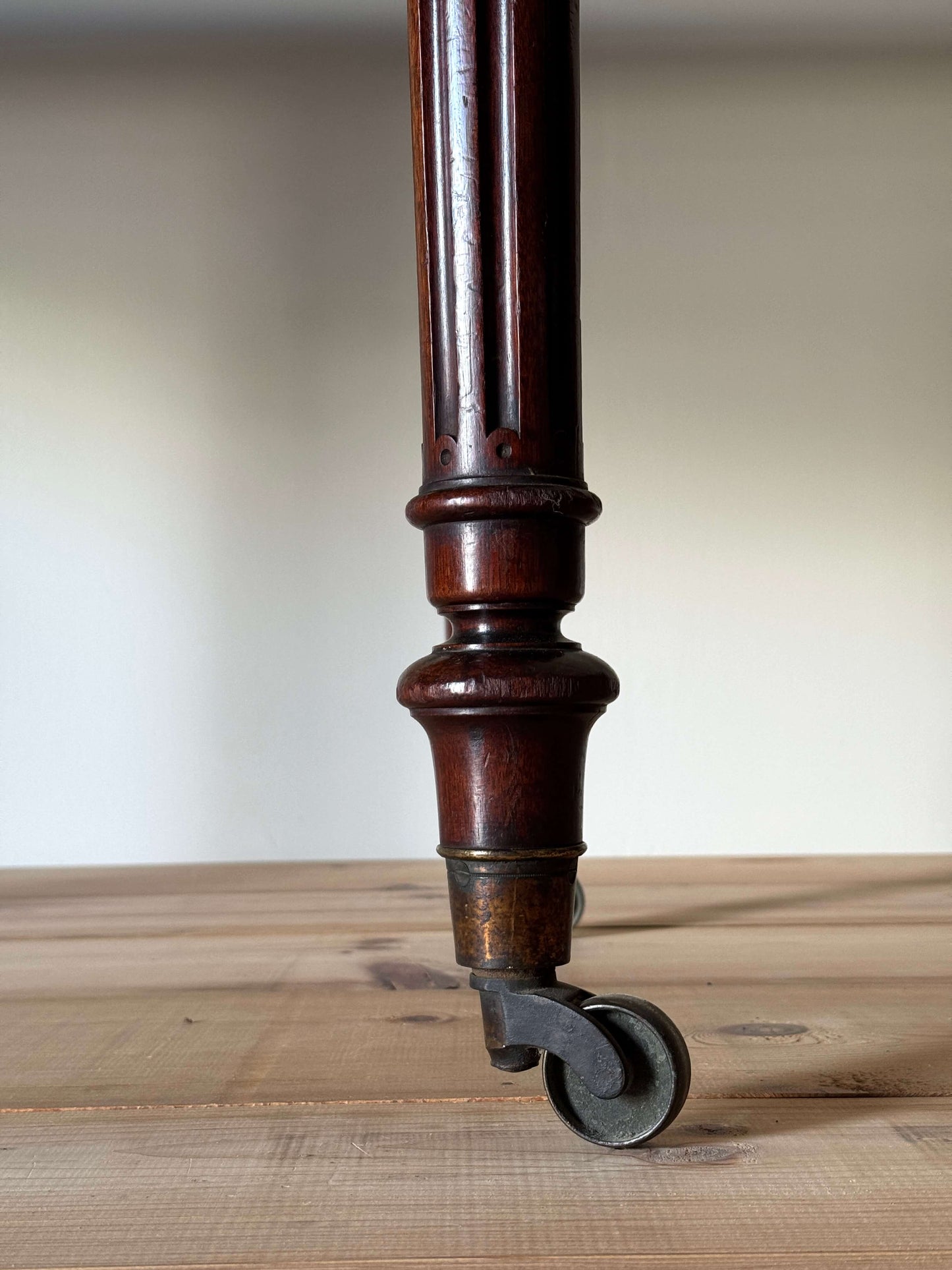 Victorian mahogany desk raised on fluted legs