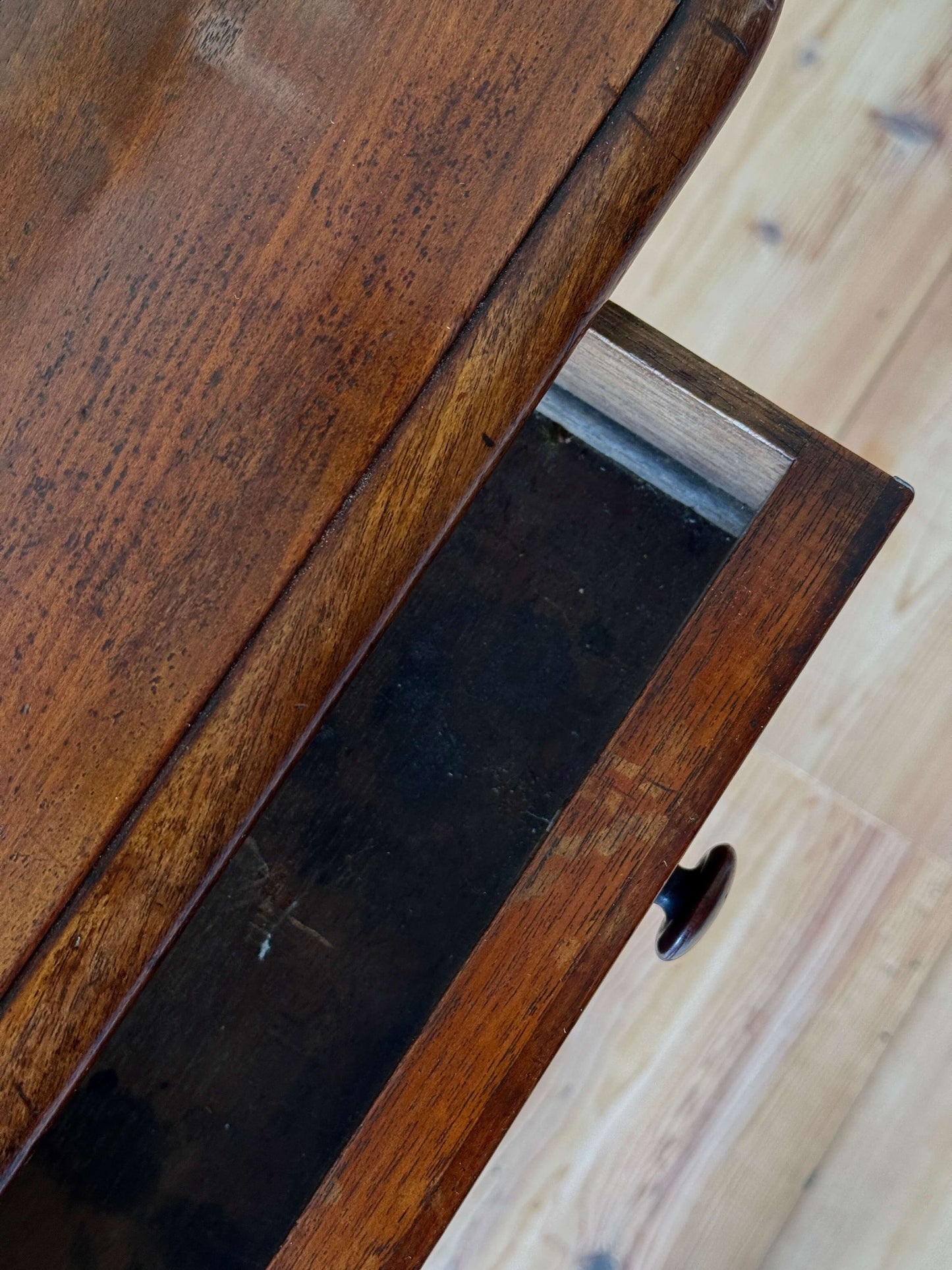 Victorian mahogany desk raised on fluted legs