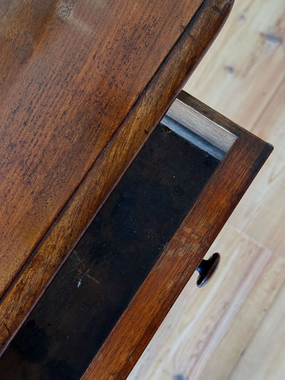 Victorian mahogany desk raised on fluted legs
