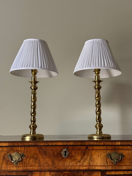 Pair of vintage brass twisted lamps