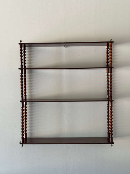 French antique mahogany bobbin shelf