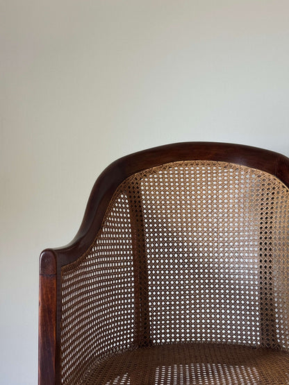 Antique beech bergere chair on castors