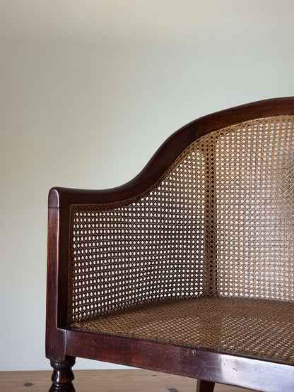 Antique beech bergere chair on castors