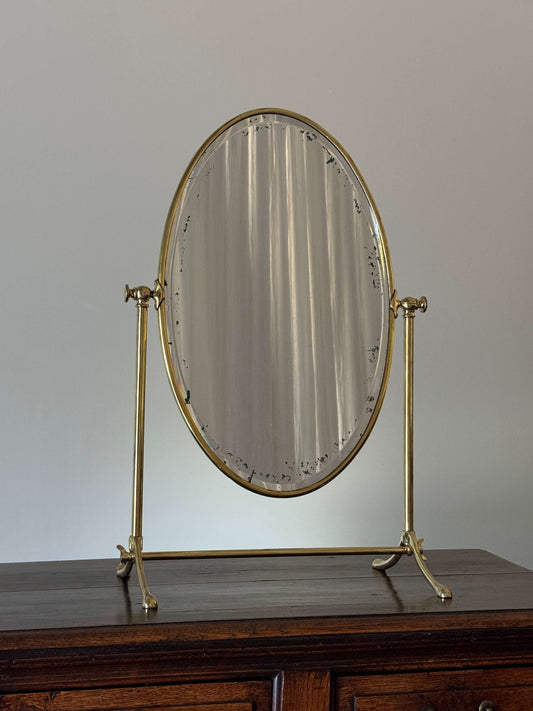 Mid-century brass table-top mirror