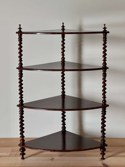 Victorian rosewood barley twist whatnot corner unit