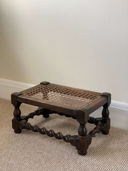 Antique oak cane footstool