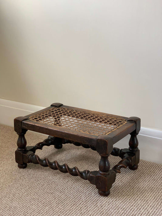 Antique oak cane footstool