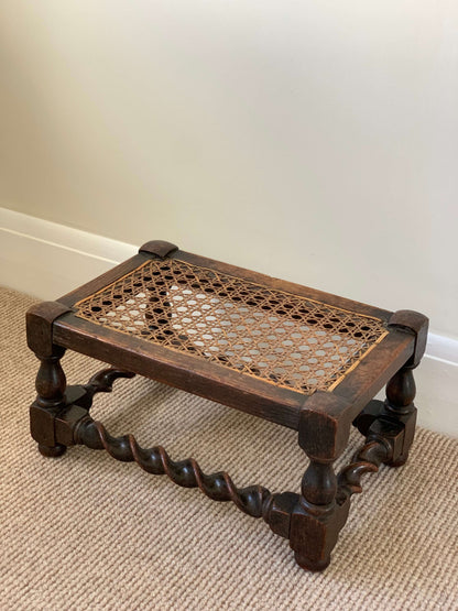 Antique oak cane footstool