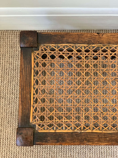 Antique oak cane footstool