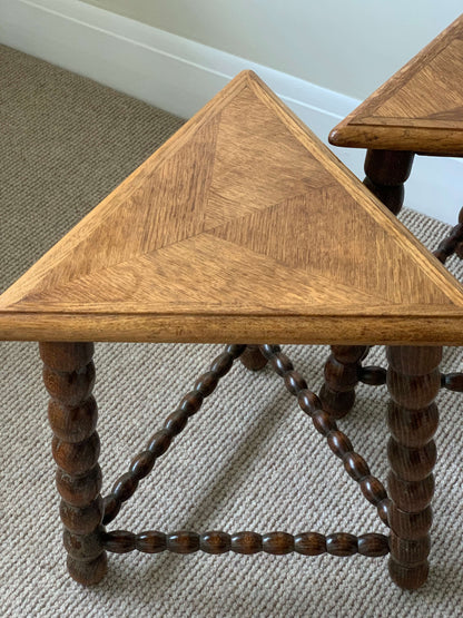 Pair of French vintage bobbin stools