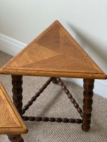 Pair of French vintage bobbin stools