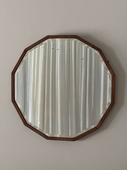 Antique walnut dodecagon mirror