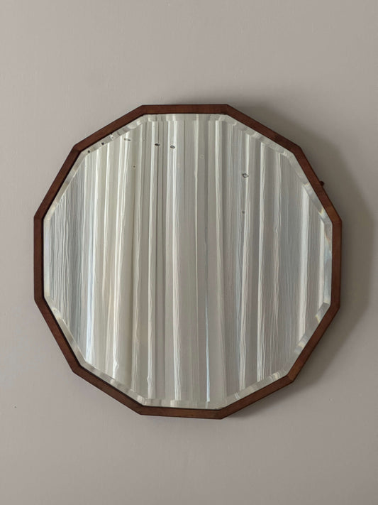 Antique walnut dodecagon mirror