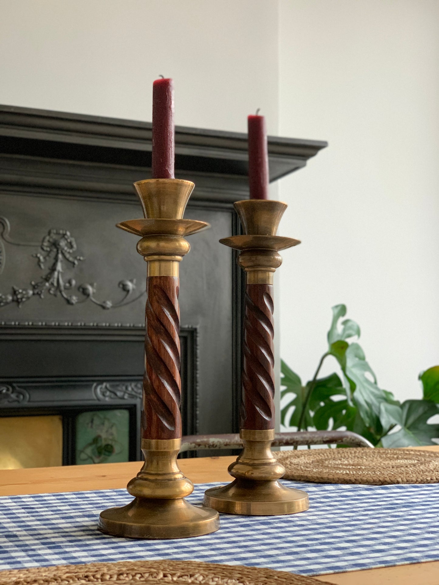 Pair of French twisted candlestick holders