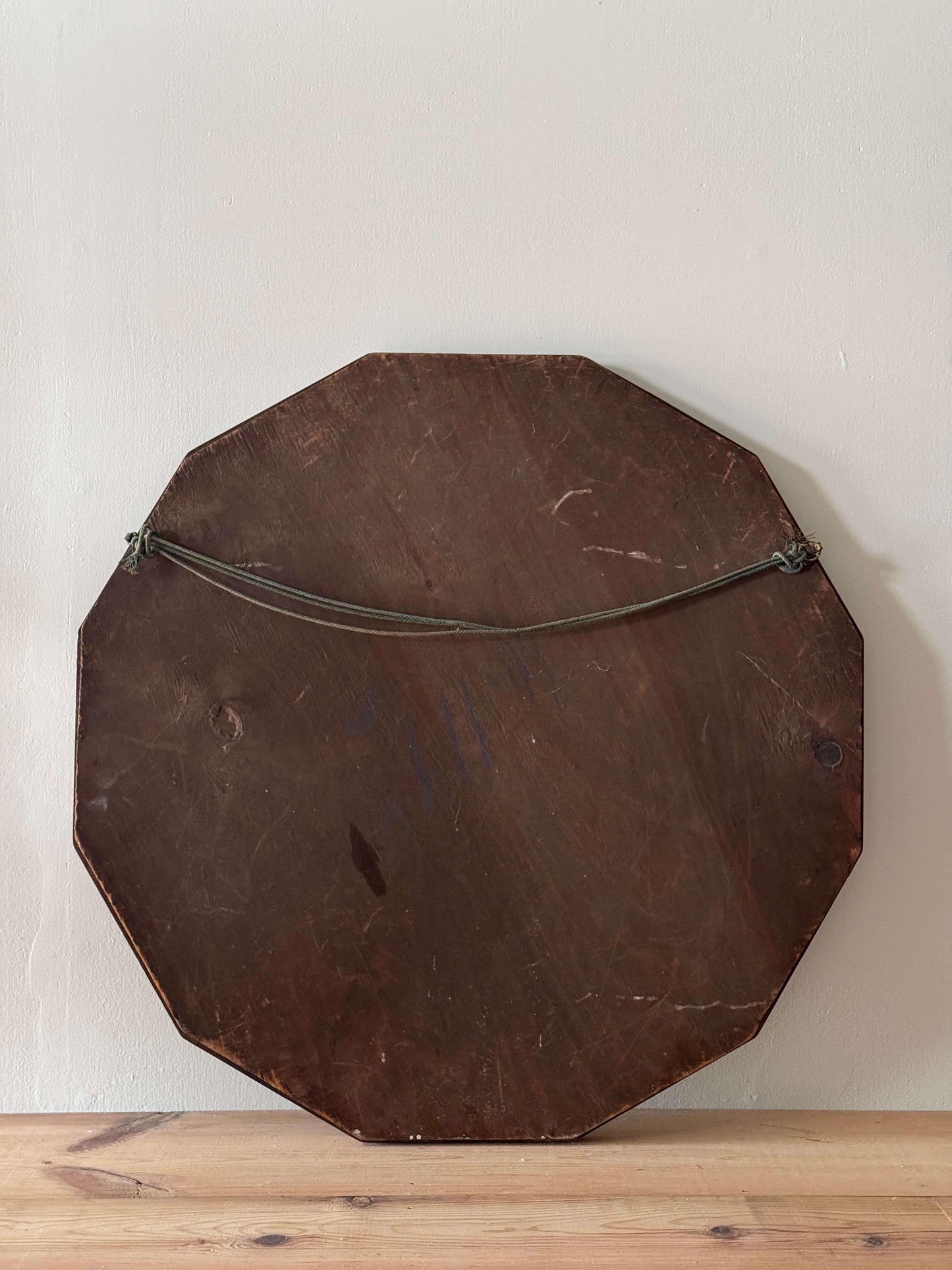 Antique walnut dodecagon mirror