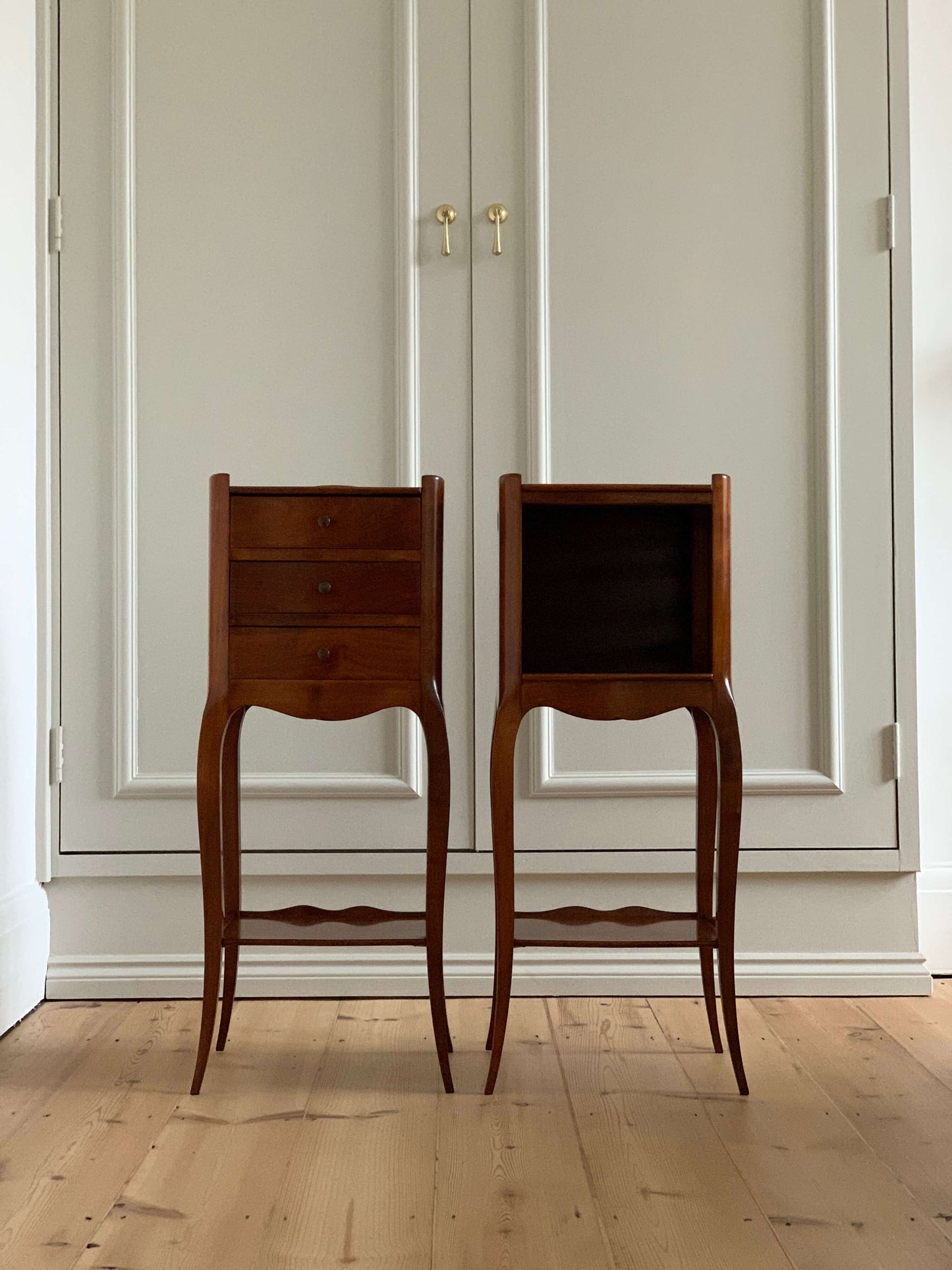 Pair of French vintage petite bedside tables