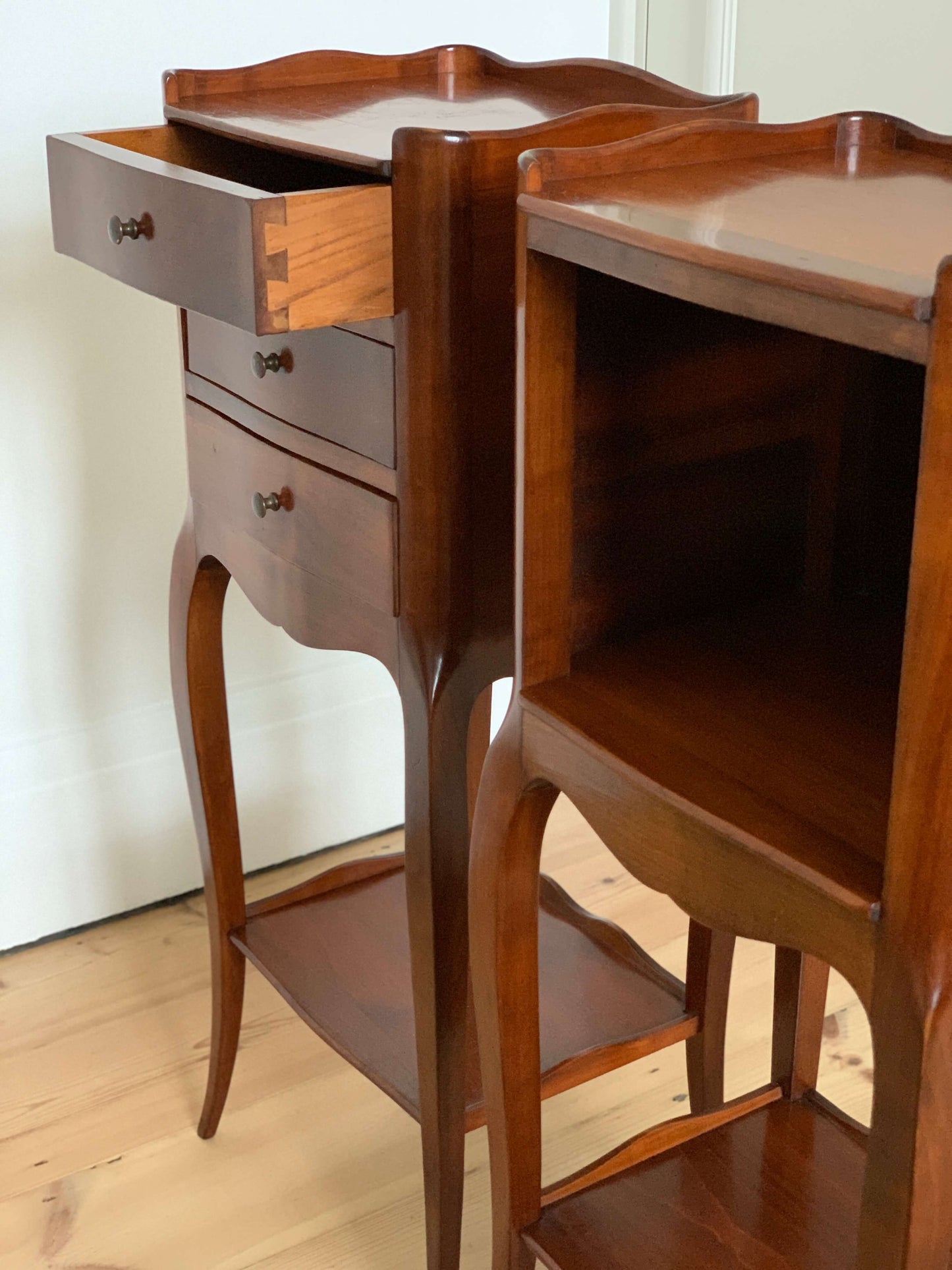 Pair of French vintage petite bedside tables