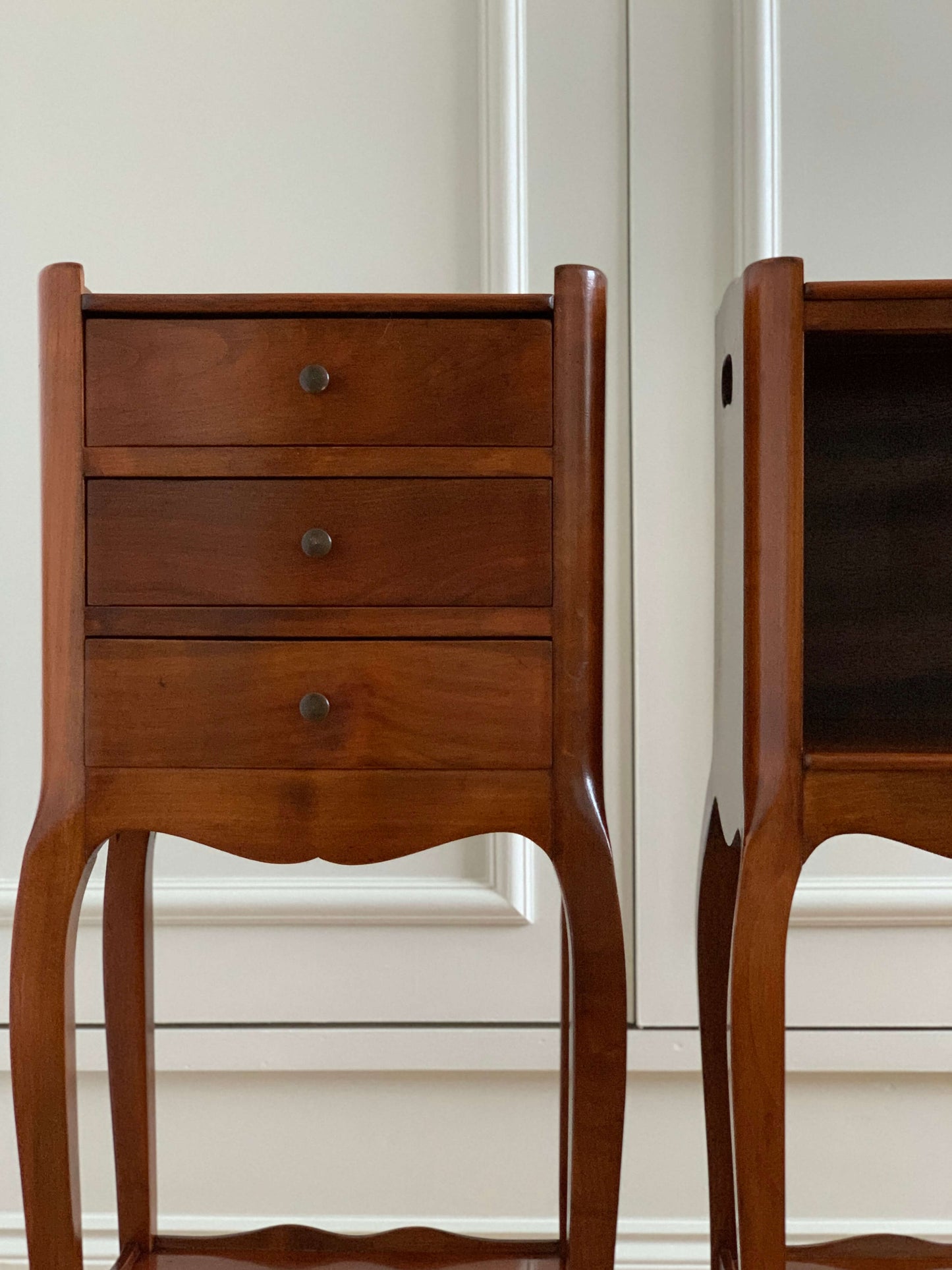 Pair of French vintage petite bedside tables