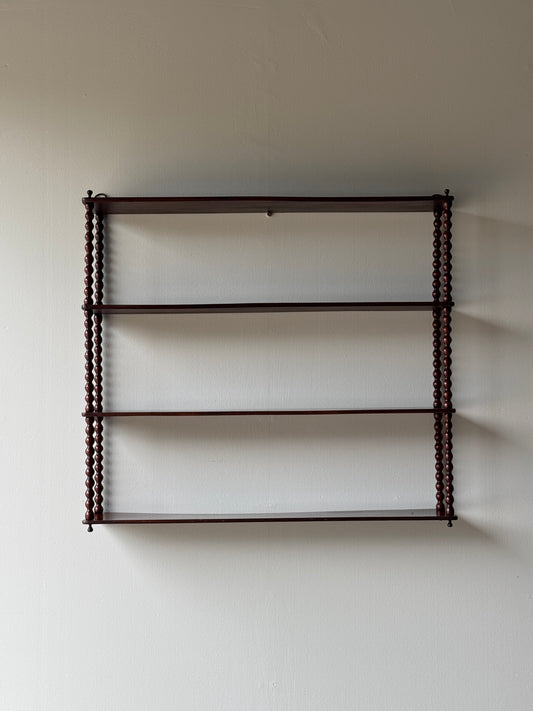French antique mahogany bobbin shelf