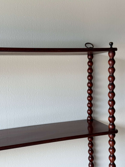 French antique mahogany bobbin shelf