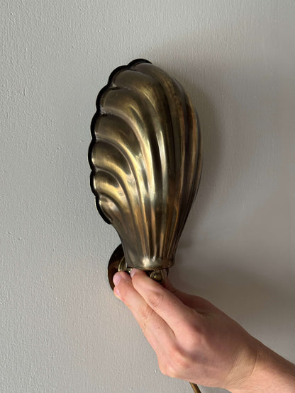 Vintage brass clam wall lights